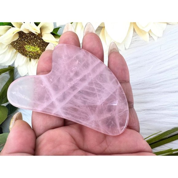 Rose Quartz Gua Sha - Rose Quartz Face Massager -High Quality Rose Quartz - Picture 3 of 10